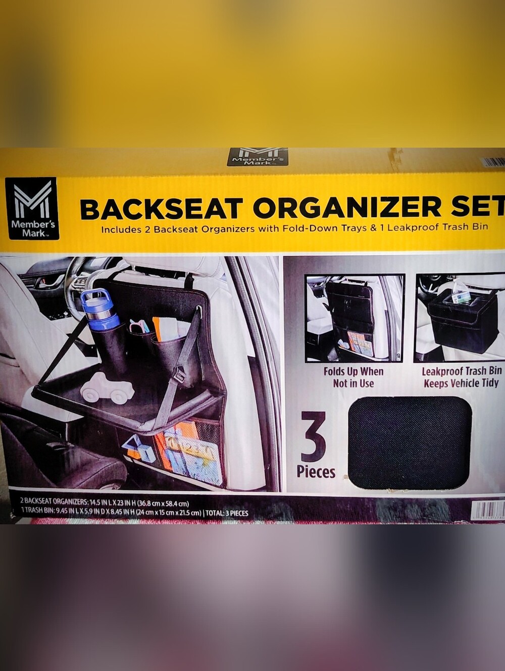 Member's Mark Black Backseat Organizer Set with Fold-Down Trays